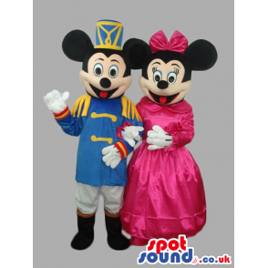 Minnie And Mickey Mouse Characters Wearing Princess Clothes -