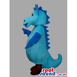 Blue Plain And Customizable Seahorse Animal Mascot - Custom