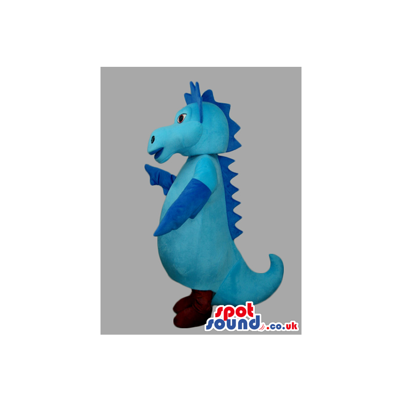 Blue Plain And Customizable Seahorse Animal Mascot - Custom