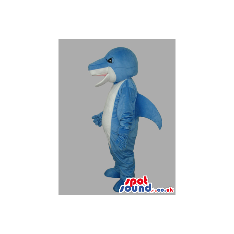 Plain Blue And White Customizable Shark Animal Mascot - Custom