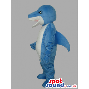 Plain Blue And White Customizable Shark Animal Mascot - Custom