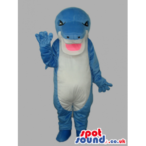 Plain Blue And White Customizable Shark Animal Mascot - Custom