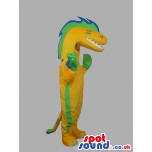 Customizable Green, Yellow And Blue Reptile Mascot - Custom