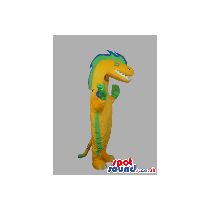Customizable Green, Yellow And Blue Reptile Mascot - Custom