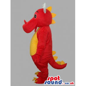 Red And Yellow Customizable Dragon Mascot With White Horns -