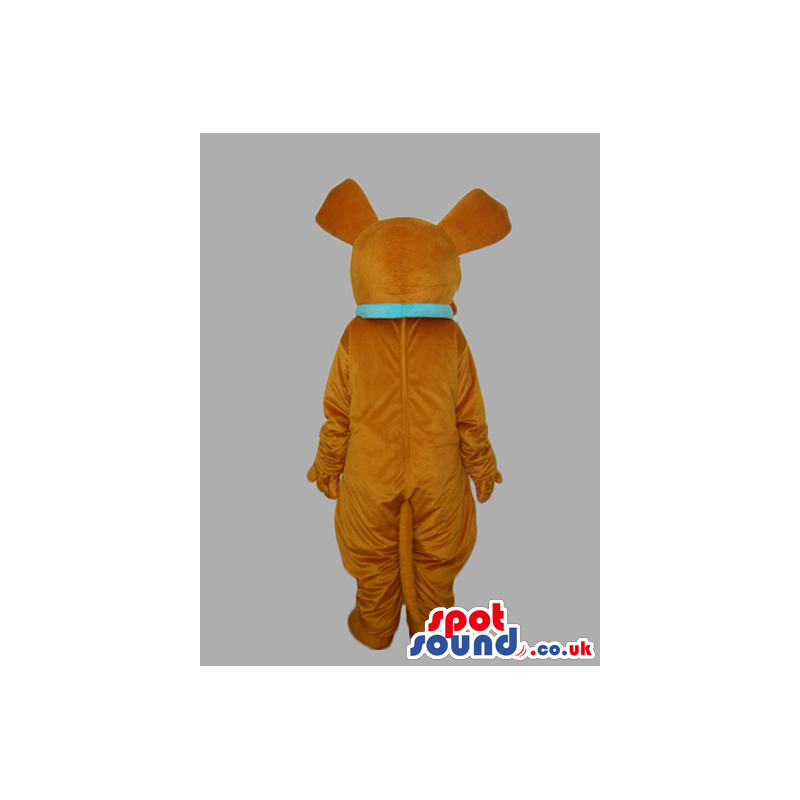 Customizable Brown Dog Animal Mascot With Blue Collar - Custom
