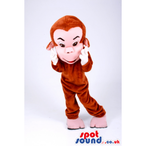 Customizable Plain Brown And Pink Monkey Animal Mascot - Custom