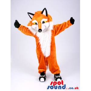 Orange And White Customizable Fox Animal Mascot With Sneakers -