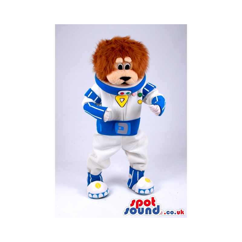 Customizable Lion Animal Mascot Dressed As An Astronaut -