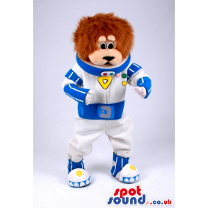 Customizable Lion Animal Mascot Dressed As An Astronaut -