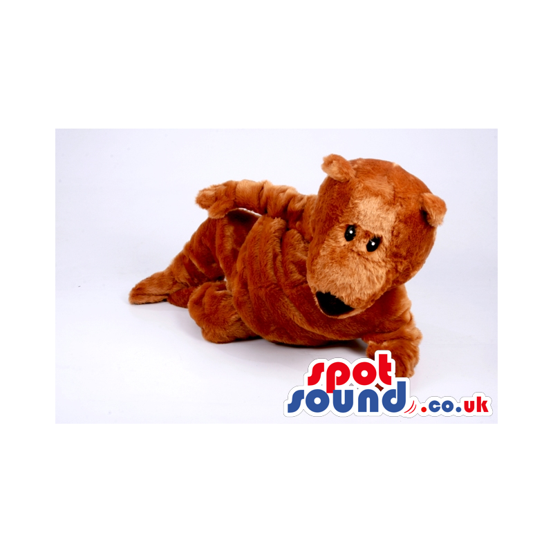 Brown Plain And Customizable Plush Bear Mascot With Black Nose