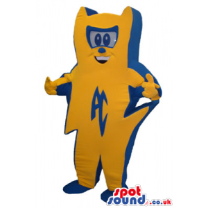 Orange And Blue Mascot Representing Ac Electricity - Custom