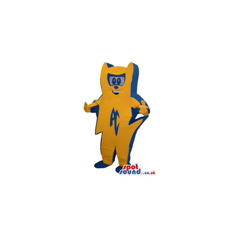 Orange And Blue Mascot Representing Ac Electricity - Custom