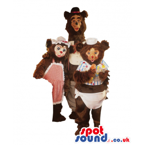 Three Brown Bears Wearing Different Kitchen Garments - Custom