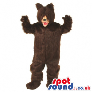 Customizable Plain Brown Wild Bear Mascot With Red Nose -