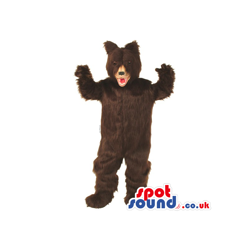 Customizable Plain Brown Wild Bear Mascot With Red Nose -