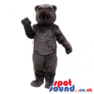 Customizable Plain Black Bear Animal Mascot Showing Teeth -