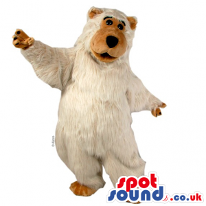 Customizable White And Brown Plush Bear Animal Mascot - Custom