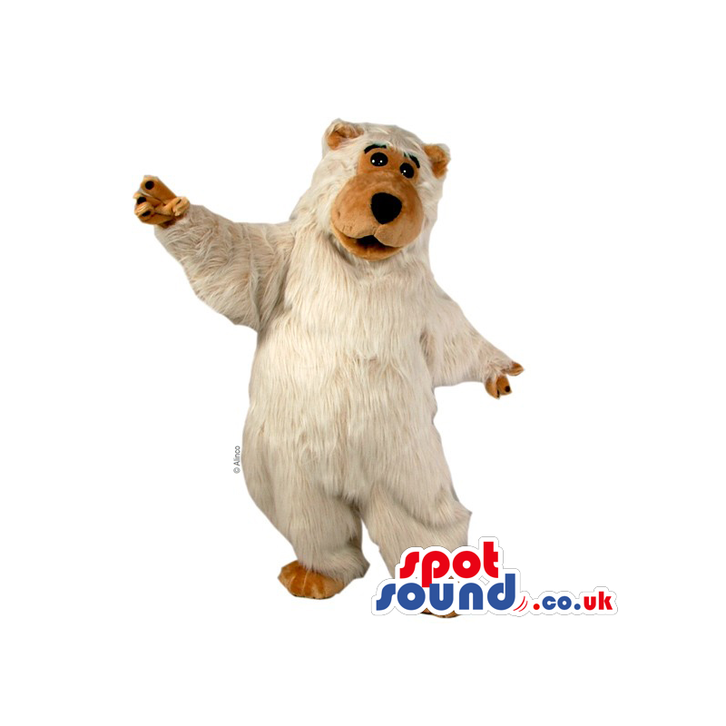 Customizable White And Brown Plush Bear Animal Mascot - Custom