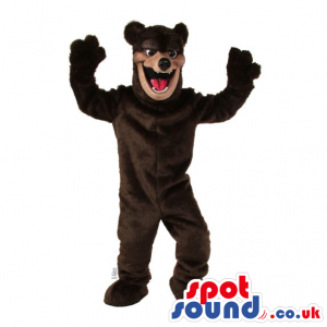 Customizable Plain Dark Brown Wild Bear Mascot With Red Tongue