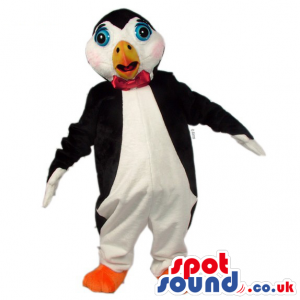 Customizable Penguin Polar Animal Mascot With Red Bow Tie -