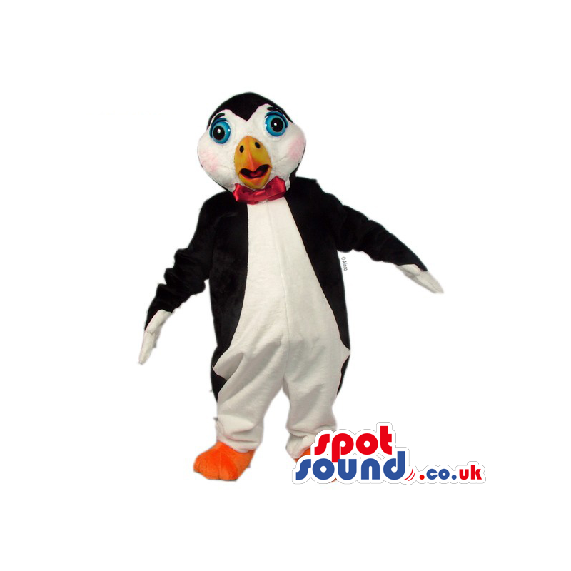 Customizable Penguin Polar Animal Mascot With Red Bow Tie -