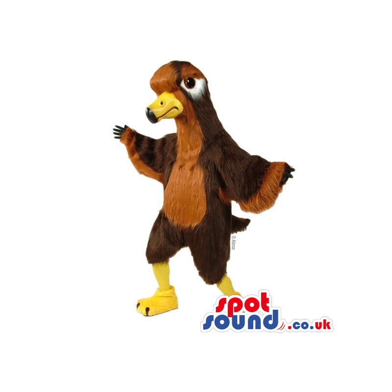 Customizable Plain Brown Bird Mascot With Yellow Beak - Custom