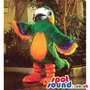 Customizable Green And Colorful Parrot Bird Mascot - Custom