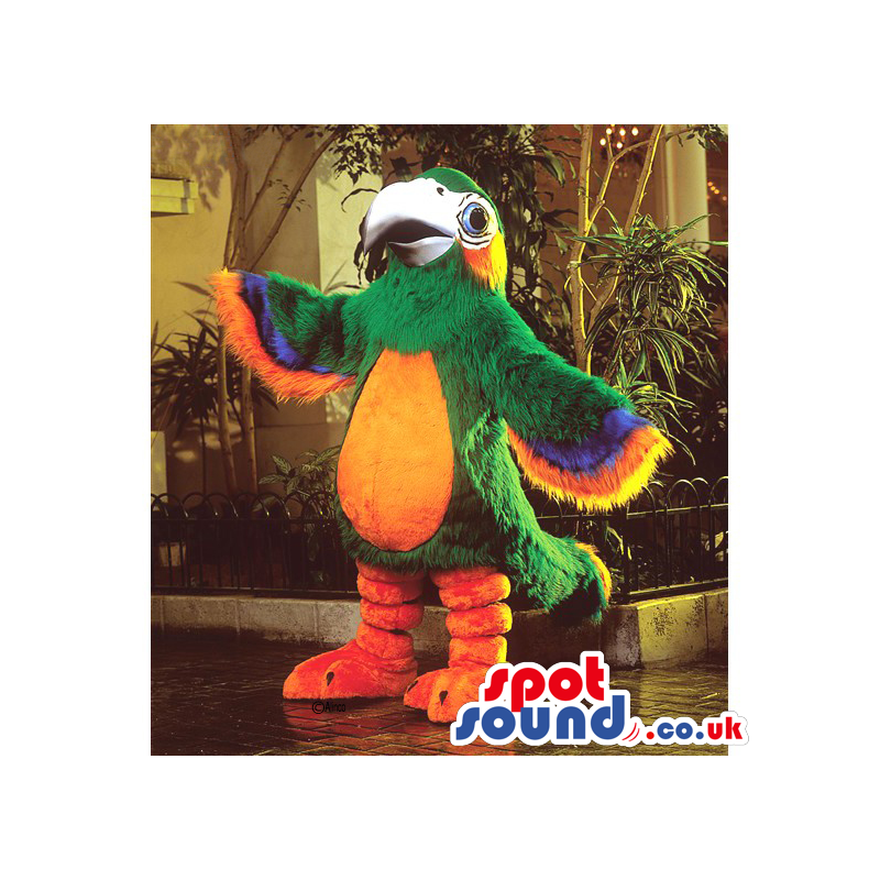 Customizable Green And Colorful Parrot Bird Mascot - Custom