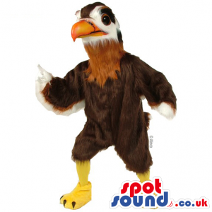 Customizable Brown And White Bird Mascot With An Orange Beak -