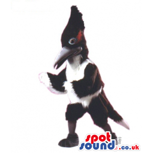 Customizable White And Black Bird Mascot With A Red Touch -
