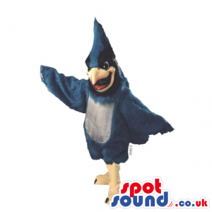 Customizable Blue Plush Bird Mascot With Black Belly - Custom