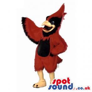 Customizable Red Plush Bird Mascot With Black Belly - Custom