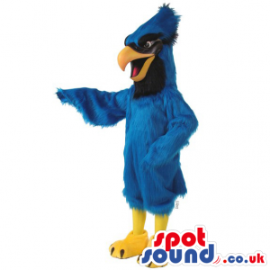 Customizable Blue Eagle Plush Mascot With Long Comb - Custom