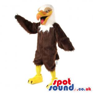 Customizable White And Brown American Eagle Bird Mascot -