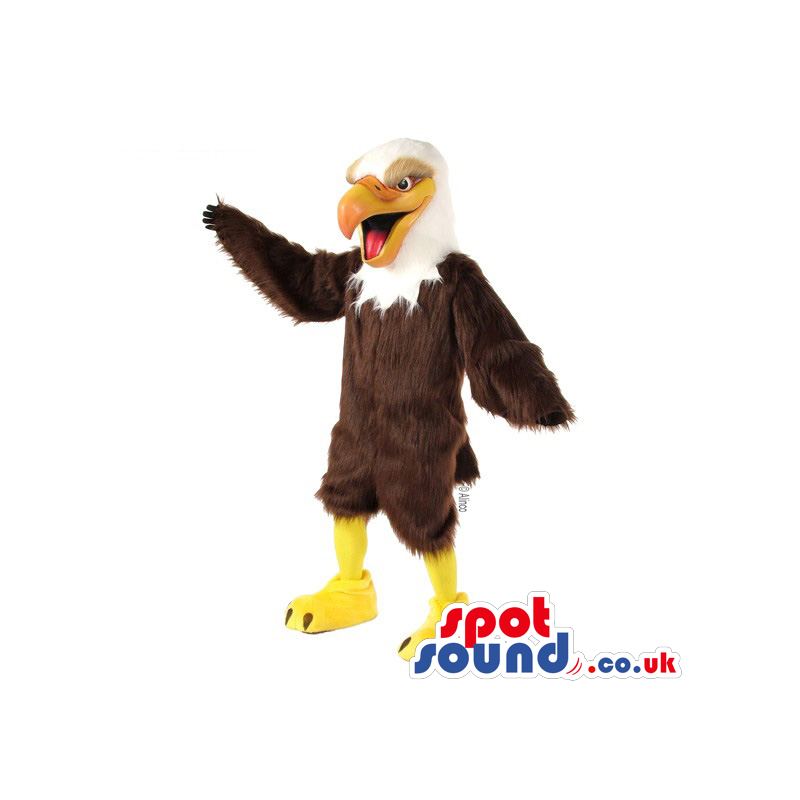 Customizable White And Brown American Eagle Bird Mascot -