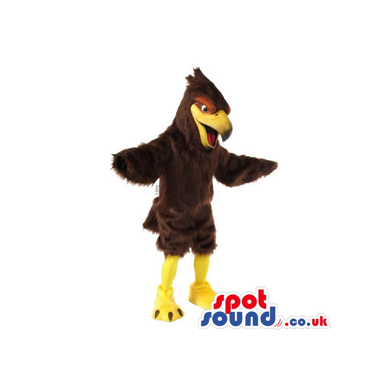 Customizable Plain Dark Brown Eagle Bird Mascot With Long Comb