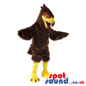 Customizable Plain Dark Brown Eagle Bird Mascot With Long Comb