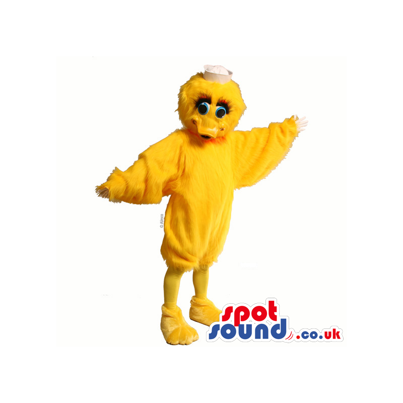 Customizable Yellow Funny Duck Animal Mascot With Blue Eyes -