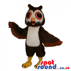 Customizable Brown Owl Bird Mascot With White Belly - Custom