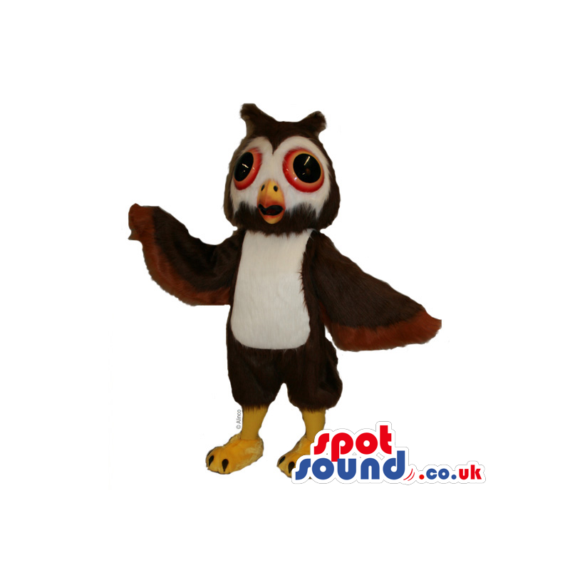 Customizable Brown Owl Bird Mascot With White Belly - Custom