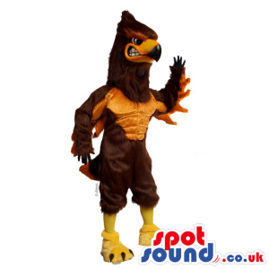 Customizable Brown American Eagle Mascot With Strong Muscles -