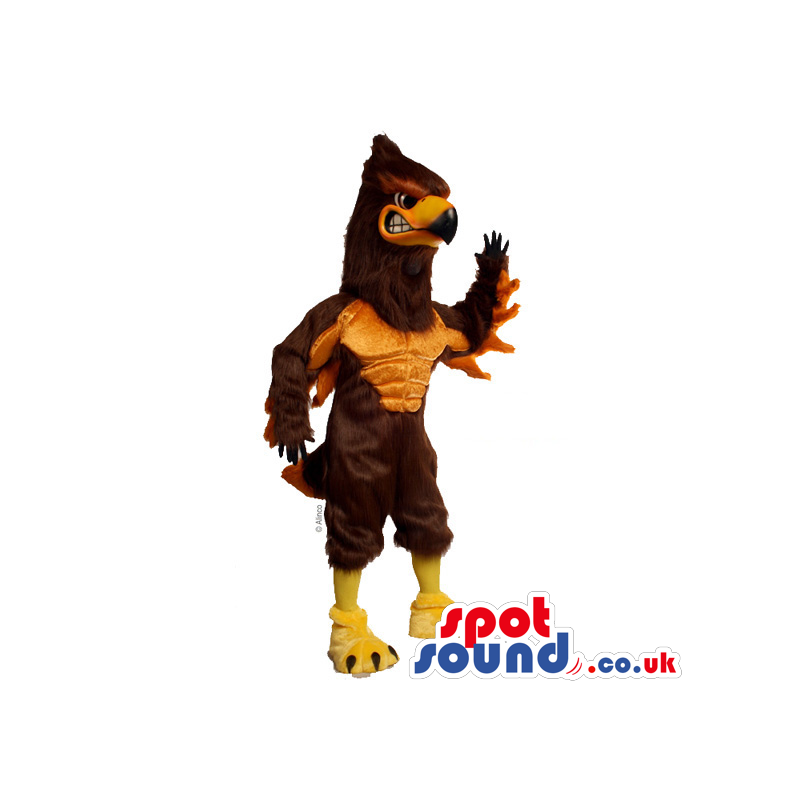 Customizable Brown American Eagle Mascot With Strong Muscles -