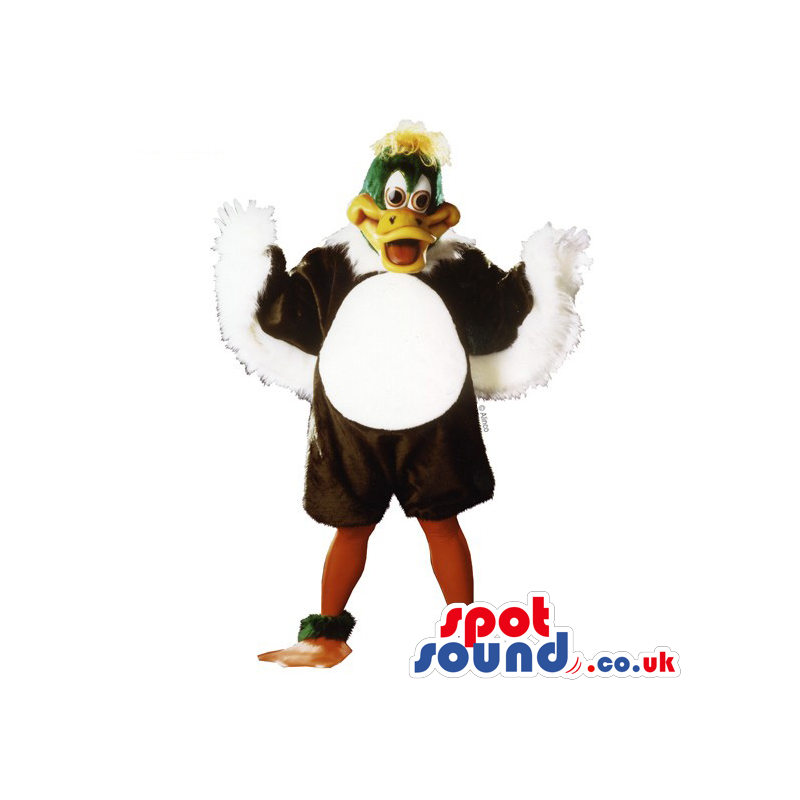Customizable Duck Animal Mascot With Green Head And Yellow Hair