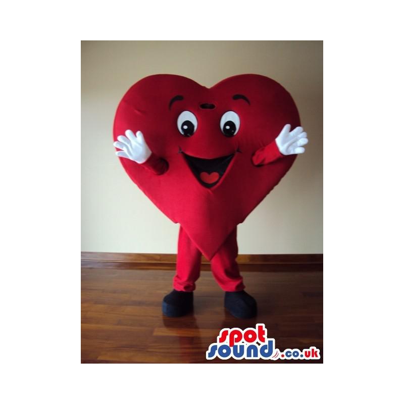 Dancing Lovely red heart mascot with an attractive face -