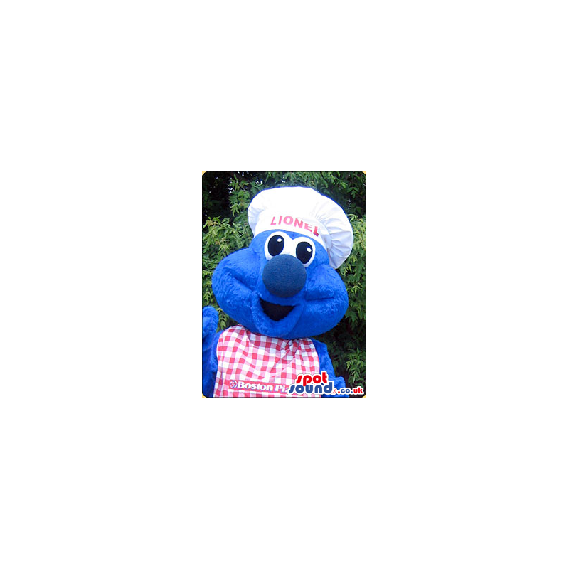 Customizable Blue Mascot Wearing A Chef Hat And Apron - Custom