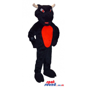Black And Red Furious Bull Animal Mascot With Red Eyes - Custom