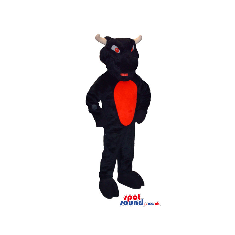 Black And Red Furious Bull Animal Mascot With Red Eyes - Custom