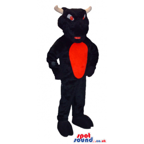 Black And Red Furious Bull Animal Mascot With Red Eyes - Custom