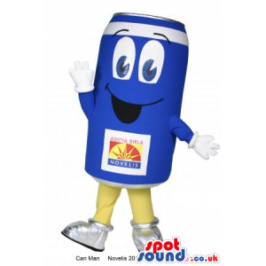 Funny Customizable Blue Drink Can Mascot With Space For Logos -